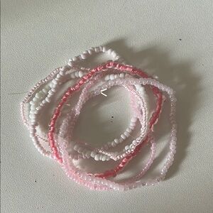 Pink and White Beaded Bracelets